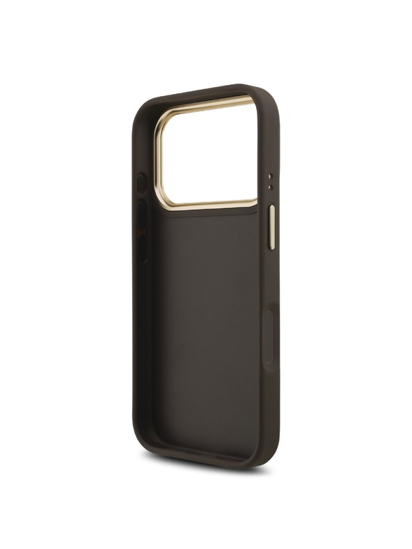 Guess Guess PU Leather 4G Metal Logo Gold Frame Zadnji Ovitek za iPhone 18 Pro Brown