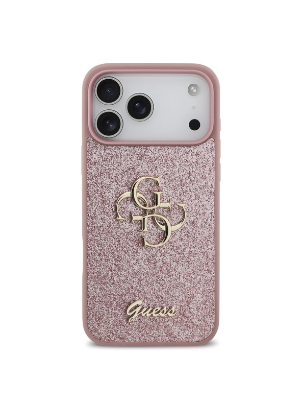 Guess Guess PU Fixed Glitter 4G Metal Logo Zadnji Ovitek za iPhone 18 Pro Max Pink