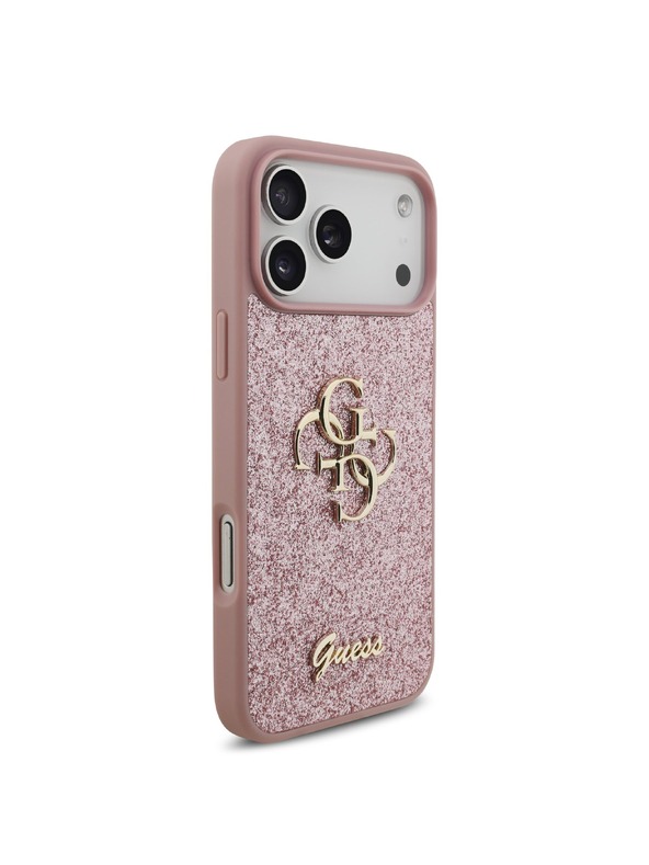 Guess Guess PU Fixed Glitter 4G Metal Logo Zadnji Ovitek za iPhone 18 Pro Max Pink