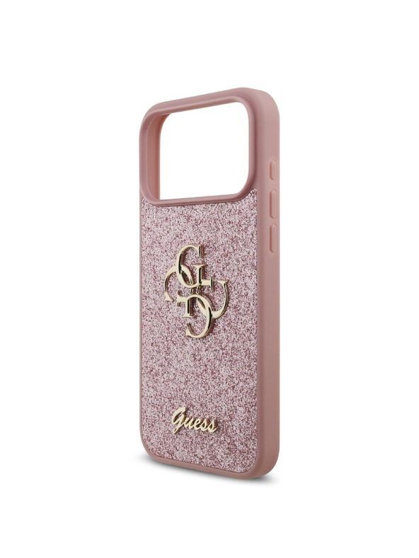Guess Guess PU Fixed Glitter 4G Metal Logo Zadnji Ovitek za iPhone 18 Pro Max Pink