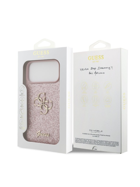 Guess Guess PU Fixed Glitter 4G Metal Logo Zadnji Ovitek za iPhone 18 Pro Max Pink
