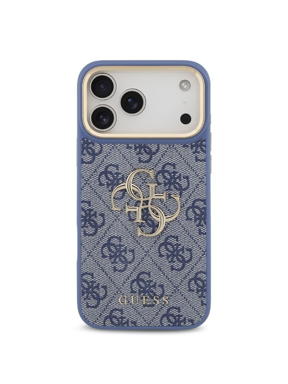 Guess Guess PU Leather 4G Metal Logo Gold Frame Zadnji Ovitek za iPhone 18 Pro Max Blue