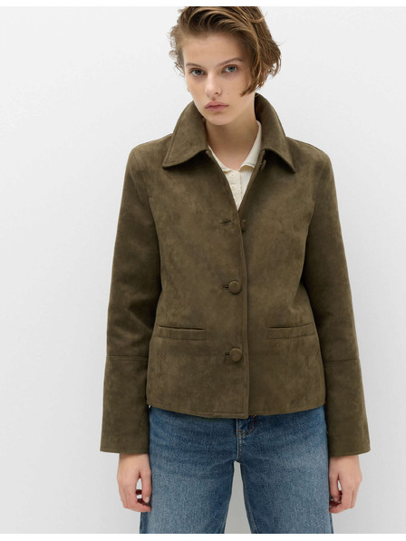 Marks & Spencer Kratka semiškova jakna z gumbi Marks & Spencer zelena