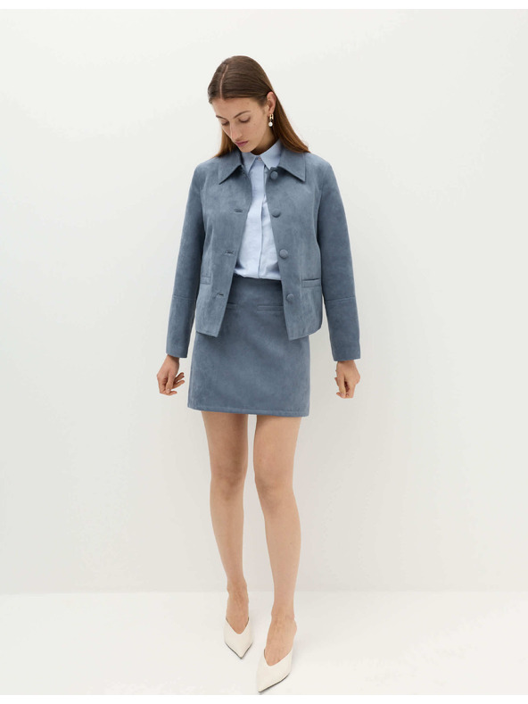Marks & Spencer Kratka semiškova jakna z gumbi Marks & Spencer modra