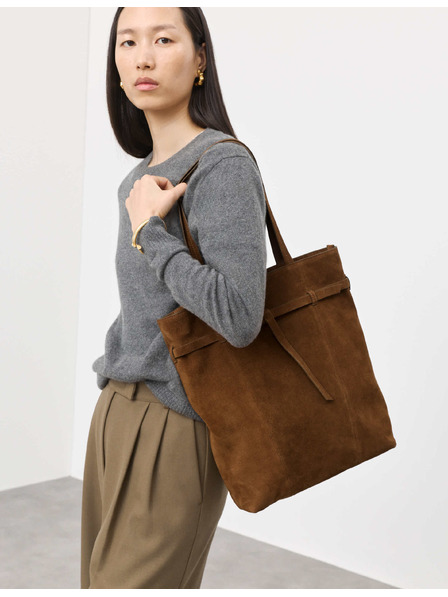 Marks & Spencer Semiškova torbica tote s trakom Marks & Spencer rjava