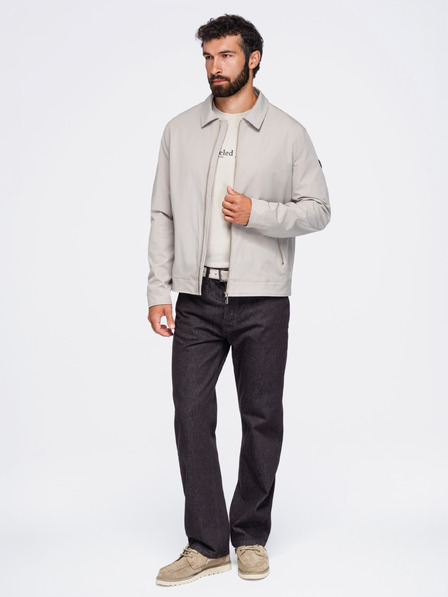 Ombre Clothing Moška lahka prehodna jakna na zadrgo s klasičnim ovratnikom – sivo-bežna V2 OM-JANP-0224 Ombre Clothing