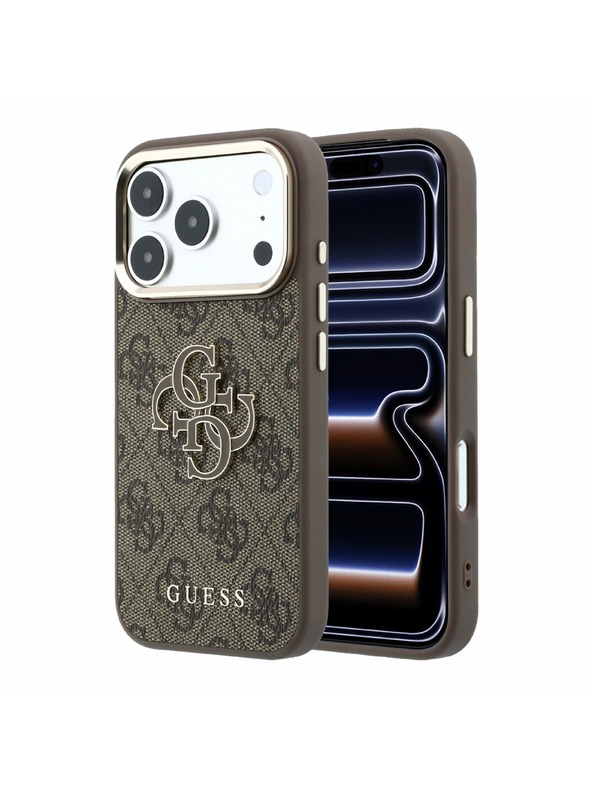 Guess Guess PU 4G Resin Metal Logo Zadnji Ovitek za iPhone 18 Pro Brown