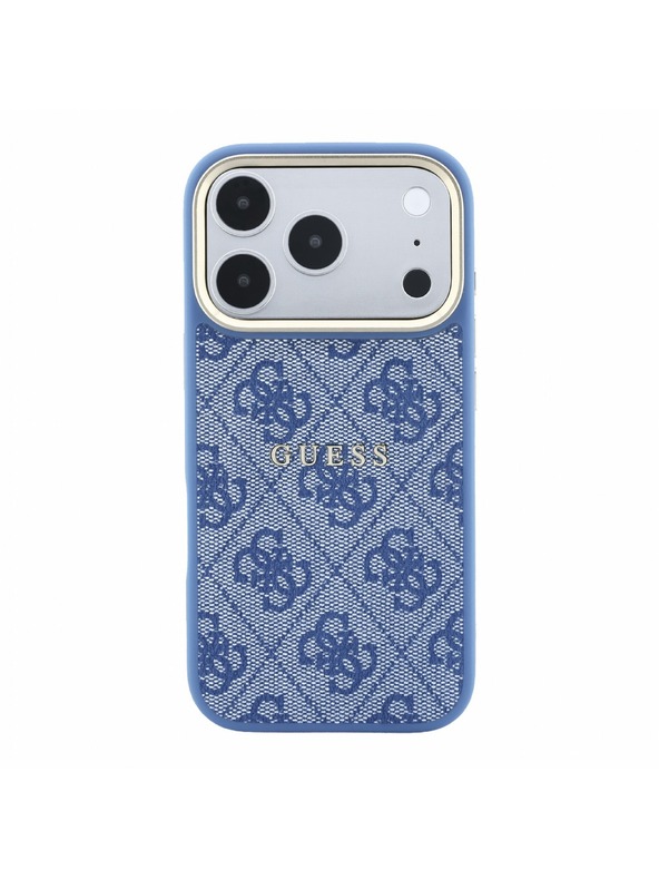 Guess Guess PU Leather 4G Gold Frame Embossed MagSafe Zadnji Ovitek za iPhone 18 Pro Blue