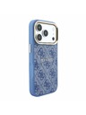 Guess Guess PU Leather 4G Gold Frame Embossed MagSafe Zadnji Ovitek za iPhone 18 Pro Blue