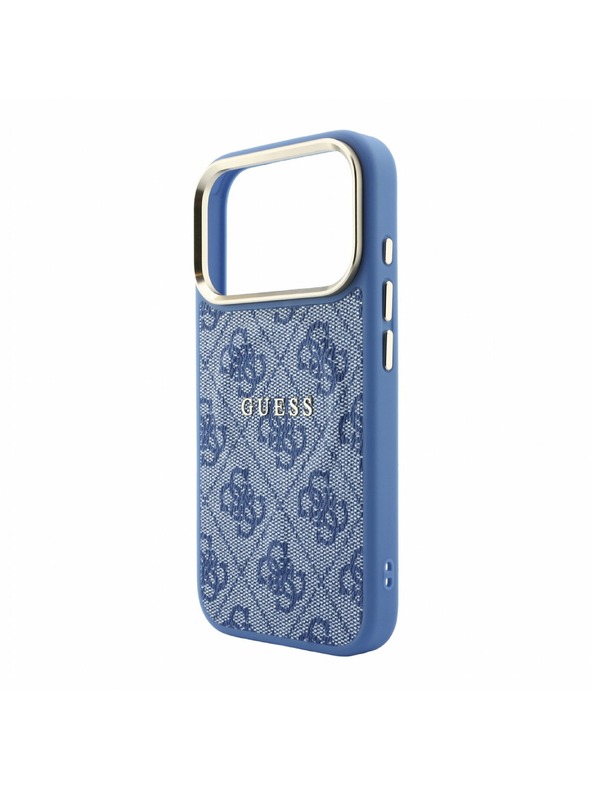 Guess Guess PU Leather 4G Gold Frame Embossed MagSafe Zadnji Ovitek za iPhone 18 Pro Blue