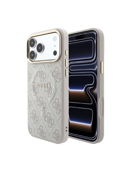 Guess Guess PU Leather 4G Gold Frame Embossed MagSafe Zadnji Ovitek za iPhone 18 Pro Pink