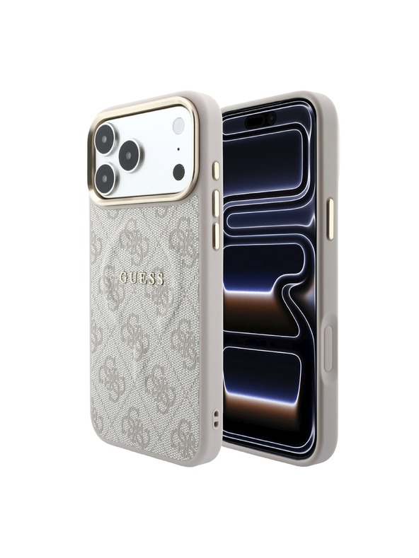 Guess Guess PU Leather 4G Gold Frame Embossed MagSafe Zadnji Ovitek za iPhone 18 Pro Pink