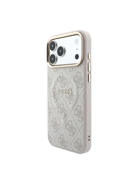Guess Guess PU Leather 4G Gold Frame Embossed MagSafe Zadnji Ovitek za iPhone 18 Pro Pink