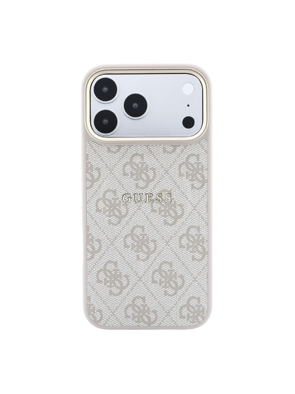 Guess Guess PU Leather 4G Gold Frame Embossed MagSafe Zadnji Ovitek za iPhone 18 Pro Pink