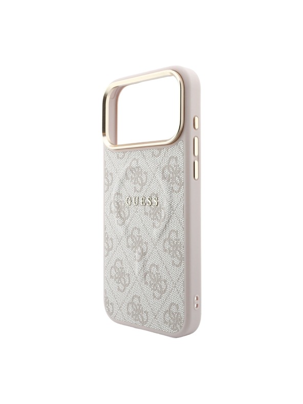 Guess Guess PU Leather 4G Gold Frame Embossed MagSafe Zadnji Ovitek za iPhone 18 Pro Pink