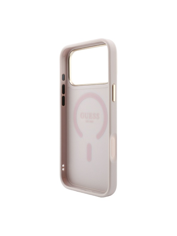 Guess Guess PU Leather 4G Gold Frame Embossed MagSafe Zadnji Ovitek za iPhone 18 Pro Pink