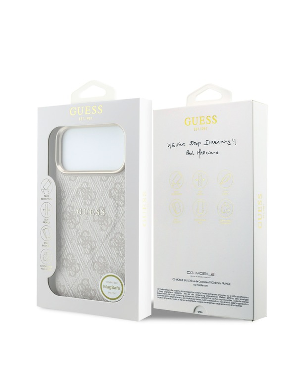 Guess Guess PU Leather 4G Gold Frame Embossed MagSafe Zadnji Ovitek za iPhone 18 Pro Pink