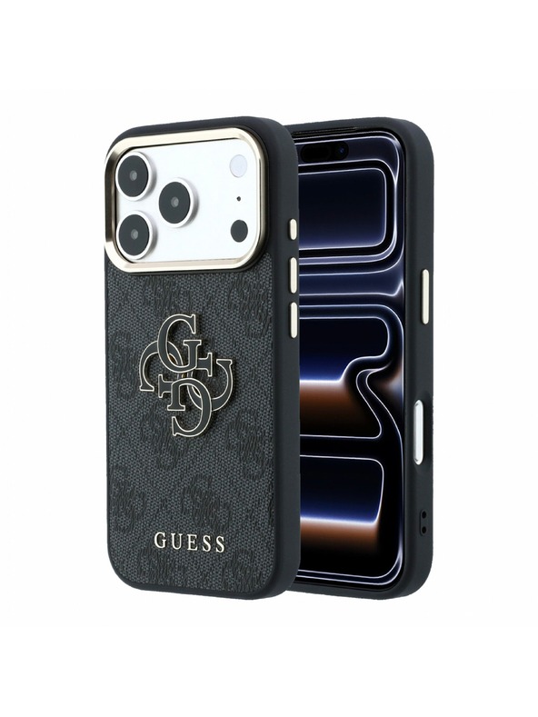 Guess Guess PU 4G Resin Metal Logo Zadnji Ovitek za iPhone 18 Pro Black