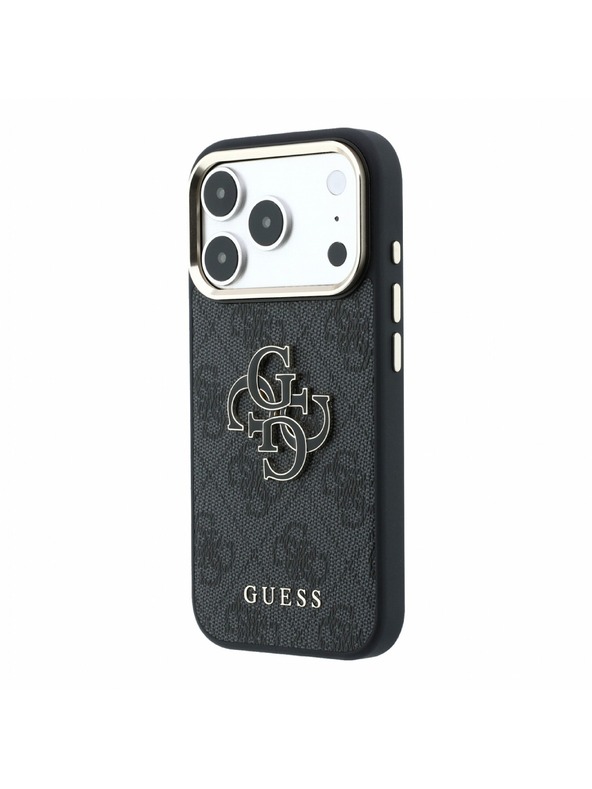 Guess Guess PU 4G Resin Metal Logo Zadnji Ovitek za iPhone 18 Pro Black