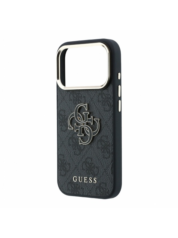 Guess Guess PU 4G Resin Metal Logo Zadnji Ovitek za iPhone 18 Pro Black