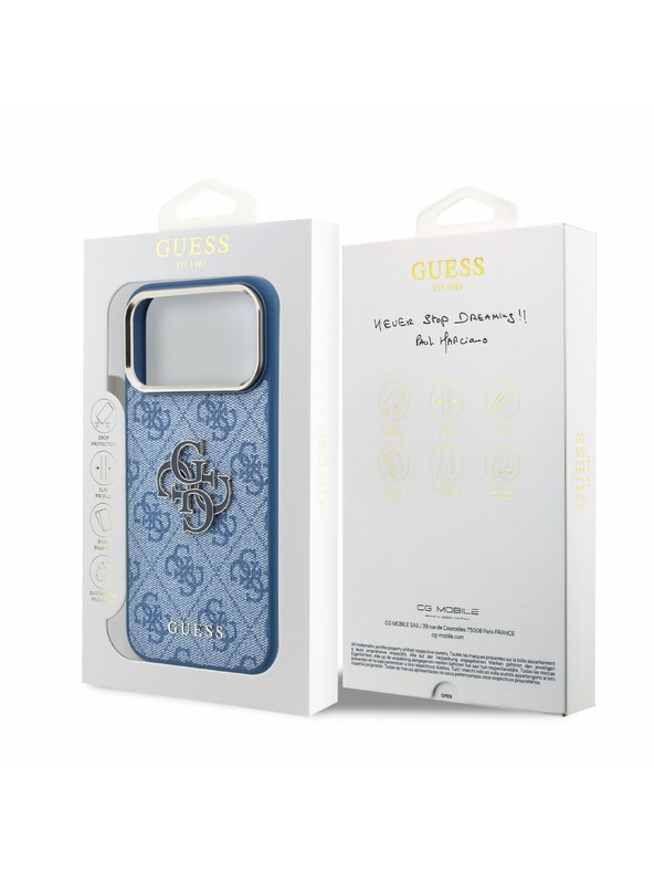 Guess Guess PU 4G Resin Metal Logo Zadnji Ovitek za iPhone 18 Pro Blue