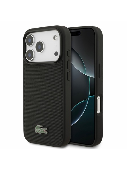 Lacoste Lacoste PVC Iconic Petit Pique Metal Logo MagSafe Zadnji Ovitek za iPhone 18 Pro Black