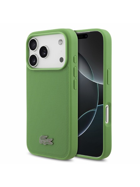 Lacoste Lacoste PVC Iconic Petit Pique Metal Logo MagSafe Zadnji Ovitek za iPhone 18 Pro Estragon