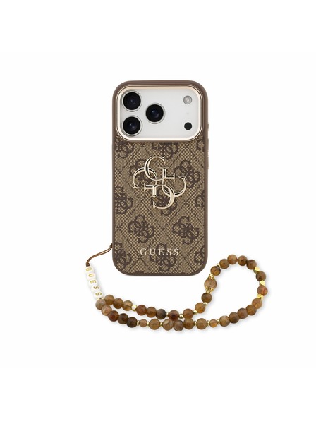 Guess Guess PU 4G Metal Logo Trakec Zadnji Ovitek za iPhone 18 Pro Max Brown