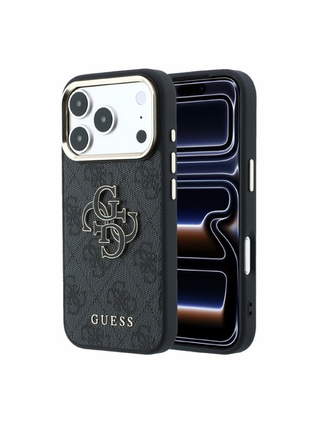 Guess Guess PU 4G Resin Metal Logo Zadnji Ovitek za iPhone 18 Pro Max Black