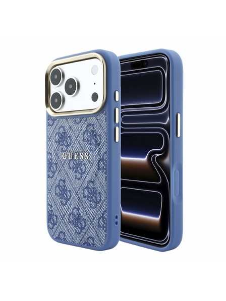 Guess Guess PU Leather 4G Gold Frame Embossed MagSafe Zadnji Ovitek za iPhone 18 Pro Max Blue