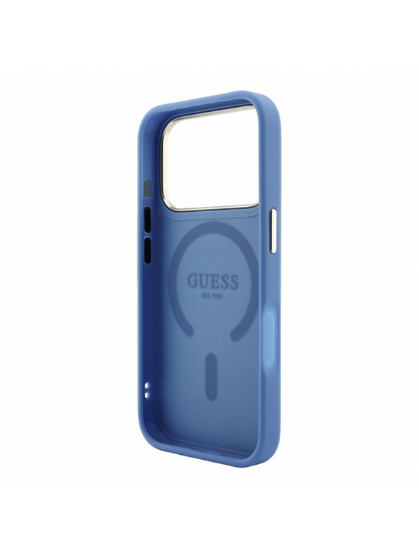 Guess Guess PU Leather 4G Gold Frame Embossed MagSafe Zadnji Ovitek za iPhone 18 Pro Max Blue