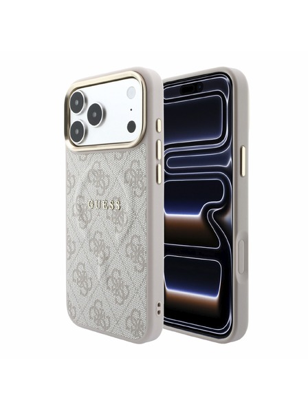 Guess Guess PU Leather 4G Gold Frame Embossed MagSafe Zadnji Ovitek za iPhone 18 Pro Max Pink