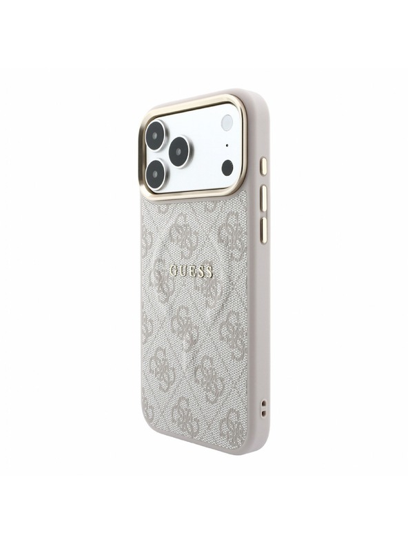 Guess Guess PU Leather 4G Gold Frame Embossed MagSafe Zadnji Ovitek za iPhone 18 Pro Max Pink