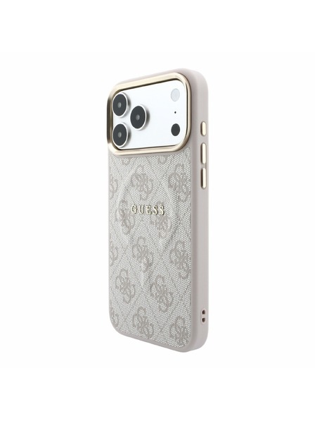 Guess Guess PU Leather 4G Gold Frame Embossed MagSafe Zadnji Ovitek za iPhone 18 Pro Max Pink