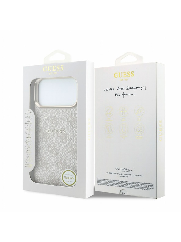 Guess Guess PU Leather 4G Gold Frame Embossed MagSafe Zadnji Ovitek za iPhone 18 Pro Max Pink