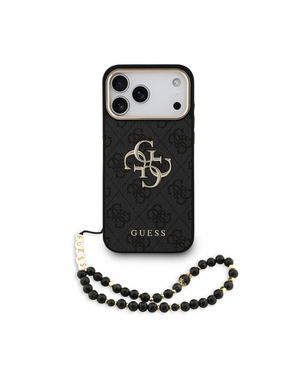 Guess Guess PU 4G Metal Logo Trakec Zadnji Ovitek za iPhone 18 Pro Max Black