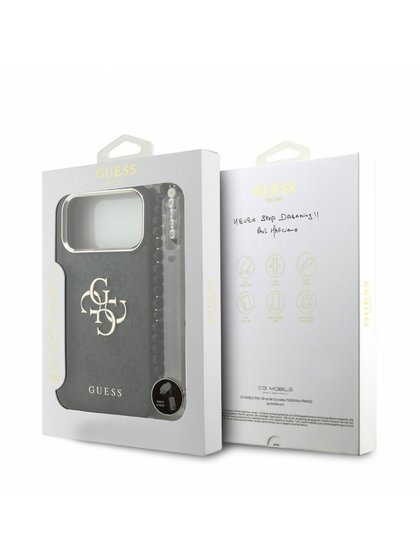 Guess Guess PU 4G Metal Logo Trakec Zadnji Ovitek za iPhone 18 Pro Max Black