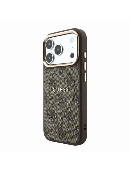 Guess Guess PU Leather 4G Gold Frame Embossed MagSafe Zadnji Ovitek za iPhone 18 Pro Max Brown