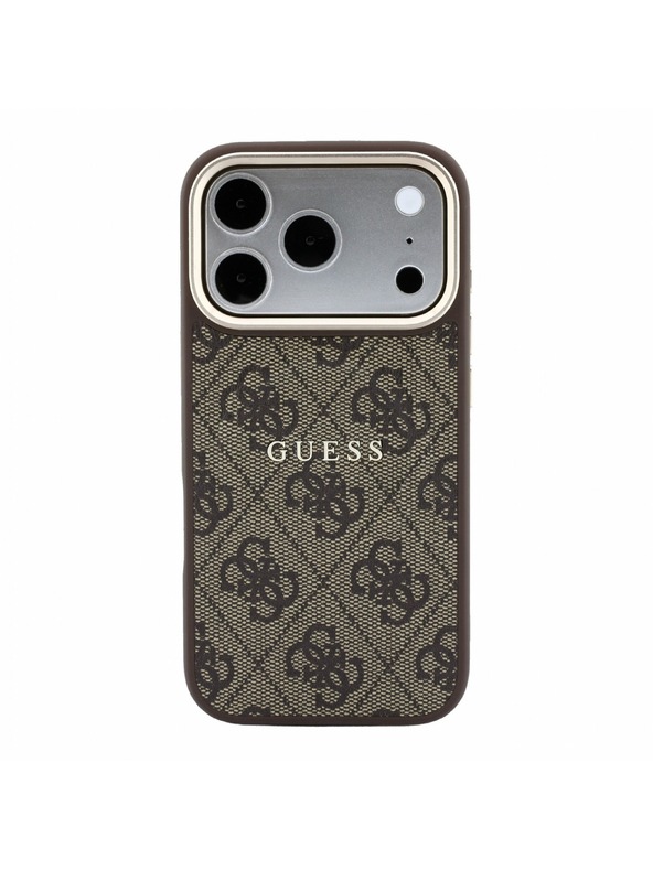 Guess Guess PU Leather 4G Gold Frame Embossed MagSafe Zadnji Ovitek za iPhone 18 Pro Max Brown