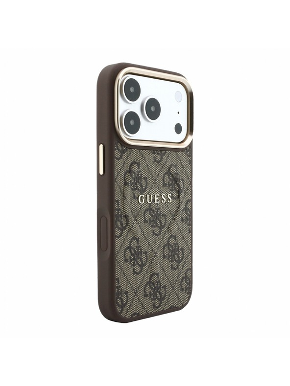 Guess Guess PU Leather 4G Gold Frame Embossed MagSafe Zadnji Ovitek za iPhone 18 Pro Max Brown