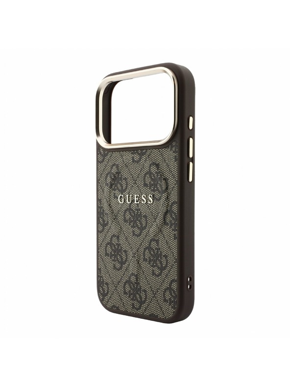 Guess Guess PU Leather 4G Gold Frame Embossed MagSafe Zadnji Ovitek za iPhone 18 Pro Max Brown