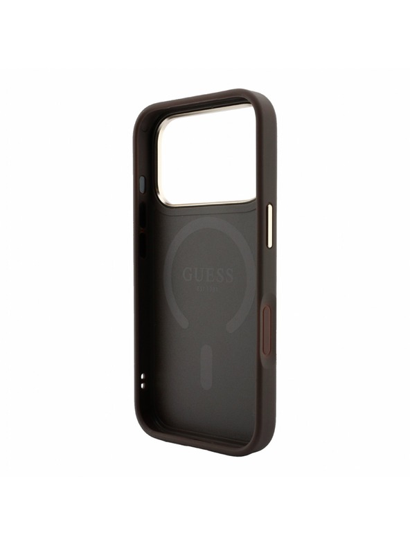 Guess Guess PU Leather 4G Gold Frame Embossed MagSafe Zadnji Ovitek za iPhone 18 Pro Max Brown
