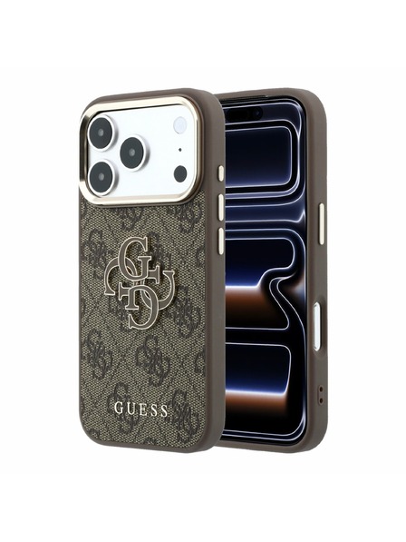 Guess Guess PU 4G Resin Metal Logo Zadnji Ovitek za iPhone 18 Pro Max Brown