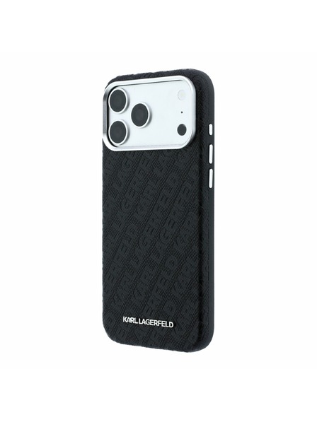 Karl Lagerfeld Karl Lagerfeld PU Grained Allover Semi Wrap Magsafe Zadnji Ovitek za iPhone 18 Pro Max Black