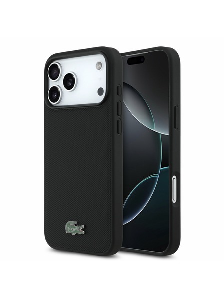 Lacoste Lacoste PVC Iconic Petit Pique Metal Logo MagSafe Zadnji Ovitek za iPhone 18 Pro Max Black