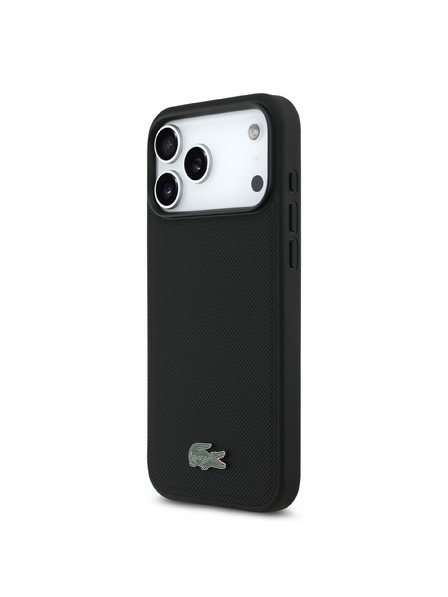Lacoste Lacoste PVC Iconic Petit Pique Metal Logo MagSafe Zadnji Ovitek za iPhone 18 Pro Max Black