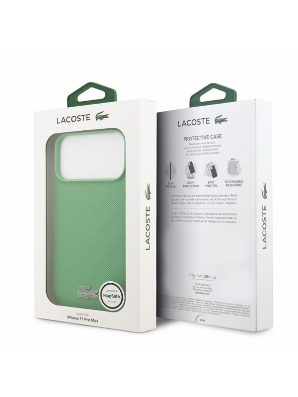 Lacoste Lacoste PVC Iconic Petit Pique Metal Logo MagSafe Zadnji Ovitek za iPhone 18 Pro Max Estragon