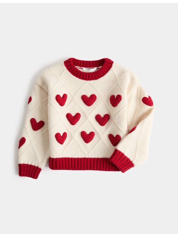 Marks & Spencer Pulover s hekljanim vzorcem srčka (2–8 let) Marks & Spencer smetanova