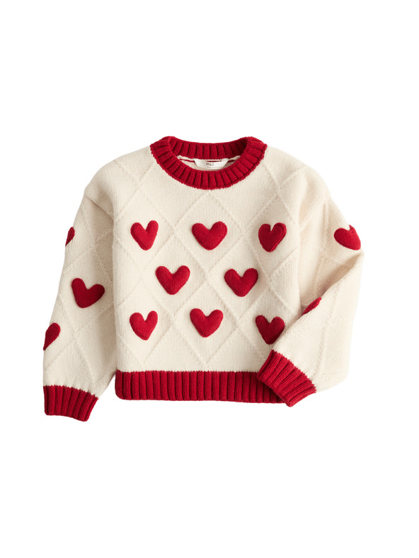 Marks & Spencer Pulover s hekljanim vzorcem srčka (2–8 let) Marks & Spencer smetanova