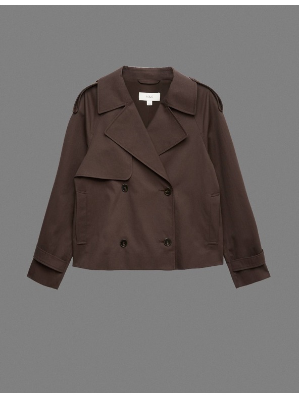 Marks & Spencer Kratek trench plašč iz čiste bombaže Marks & Spencer rjava